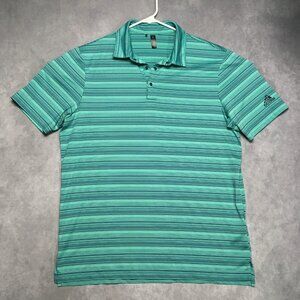 Adidas Mens Primegreen Polo Shirt‎ size Large Short Sleeve Teal Blue Stretch